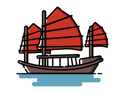 Junk Boat boat hong kong illustration junk boat