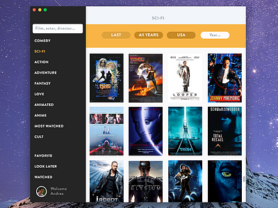 Cinema app app cinema concept design film mac media player movies osx ui