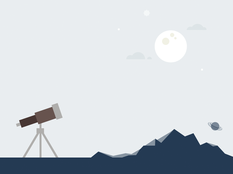 Light version illustration landscape moon sky telescope vector