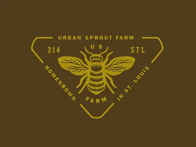 U S — F A R M bee benton park icon illustration packaging st. louis stamp urban farm urban sprout farm vegetable