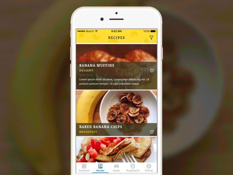 Banana Recipes banana cards description iphone items parallax recipes scroll