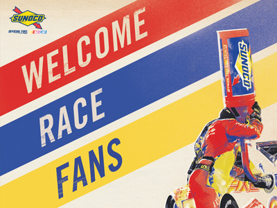 Race Signage colors fuel gas gritty parchment primary colors race race cars sunoco texture