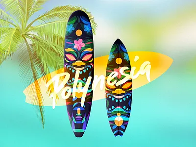 Polynesia overlay polynesia sunny surfboard