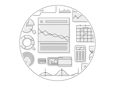Add Bills Illustration add bills calculator card credit financial graphs illustration money pie chart