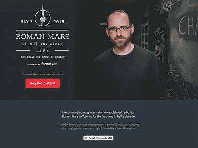 Roman Mars landingpage singlepage web