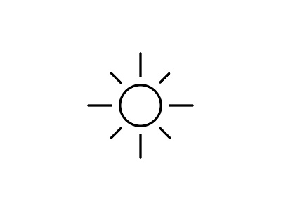 A simple sun icon. black and white design icons line icons lines simple imagery simple shapes sun