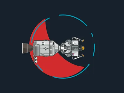We landed on the moon apollo 11 flat illustration moon space craft space ship