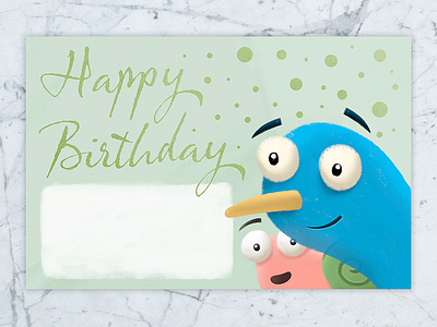 Card birthday animals birthday card drawing gift graphic design illustration kids paper snail