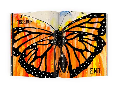Freedom - Double Page Spread book illustration butterfly double page spread graphic design layout typography