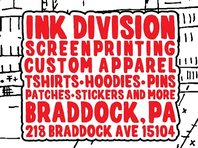 Ink Division - Type Detail black and white illustration red type typography