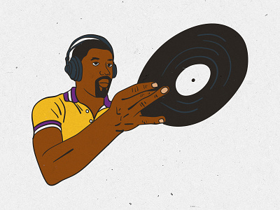 DJ Magic Johnson basketball dj djing headphones illustration la lakers los angeles magic johnson nba records vinyl