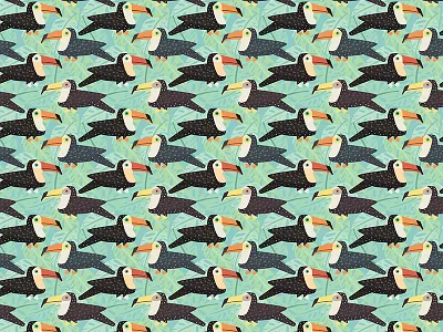 Toucan Tile Pattern amazon birds botanical brazil graphic design illustration illustrator jungle pattern rainforest surface design toucan