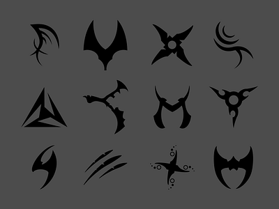 Game iconography: Tribal Glyph Explorations badge game glyph icon iconography iconset tribal