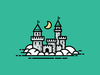 Castle in the Sky castle clouds fantasy icon illustration