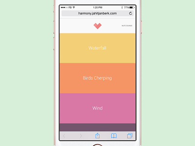 Harmony – Sound Therapy Application 2d app blue color colours javascript mobile natural sounds