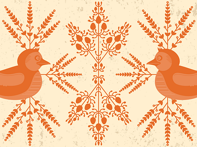 Birds and Leaves birds illustration illustrator leaves orange texture vector
