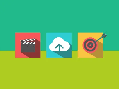 Flat Landing arrow cloud film flat design icons landing page rec target ui