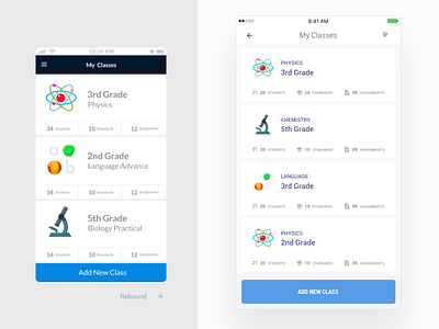 Class List View - Rebound class list rebound redesign