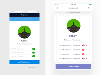 Assignment Screen - Rebound assignment rebound redesign view