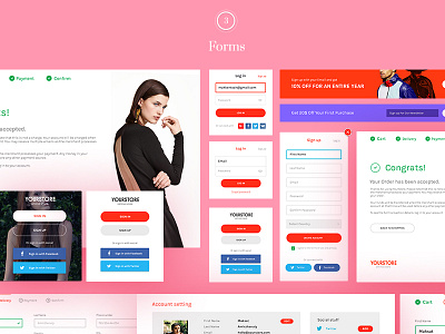 Multicolor UI Kit - Forms color e commerce forms magazine multicolor product store ui ui kit ux woman