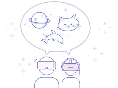 Vrideo icons - version 2 2colors cat cute dolphin icons minimal planet video virtual reality vr