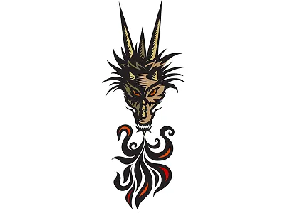 Fire-breathing dragon dragon flames print vector illustration