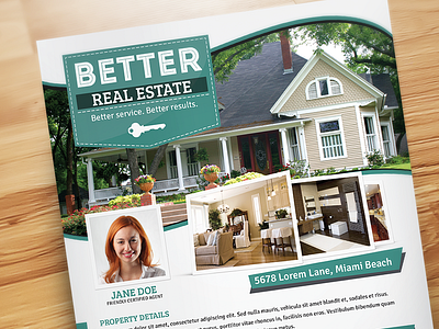 Better Real Estate Flyer Template V5 clean design flat houses home minimal modern print professional property real estate flyer template realtor realty