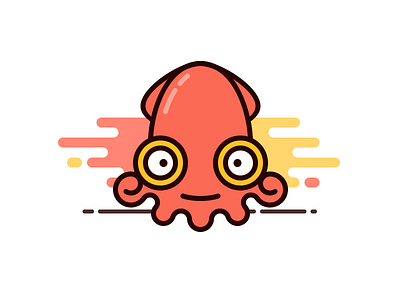 Cartoon squid ai card icon ps squid ui