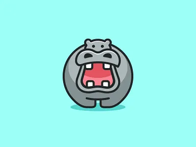 Hippo animal app apps application brand branding identity character child children cute fun funny flat cartoon comic geometry geometric hippo hippopotamus illustration illustrative logo mark symbol icon mascot
