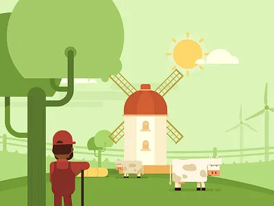 Cows @ Farm artwork characters design direction flat illustration motion