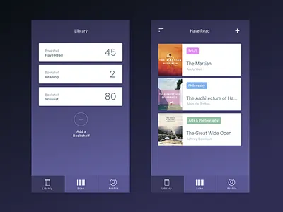 Library screen mobile