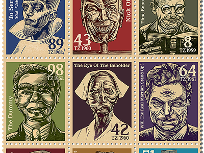 Twilight Zone Print chet phillips gallery 1988 stamp collecting stamps twilight zone