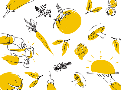 food and service drawing food illustration lineart restaurant vector wine