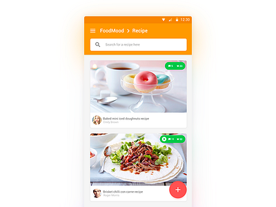 FoodMood Recipe android app cards cook cooking food main page material material design recipe user experience user interface