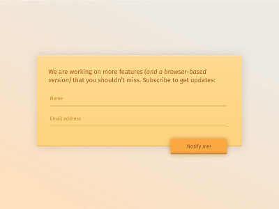 Subscription box form interface material design notify subscription ui