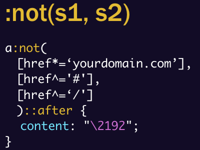 CSS4 Pseudo :not(s1, s1) code css pseudo talks