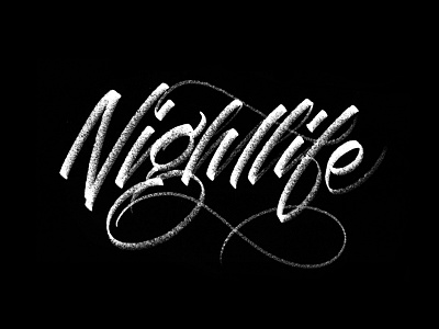 Nightlife brush pen calligraphy lettering process sketch