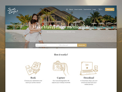 SweetEscape New Design creative holiday photography travel uiux website