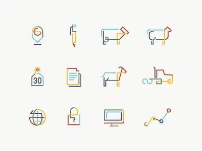 Farming app icons agriculture cattle farming icons illustration pathways vector