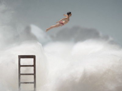 Above The Clouds art clouds diorama fine art jump macro model building mountain photography