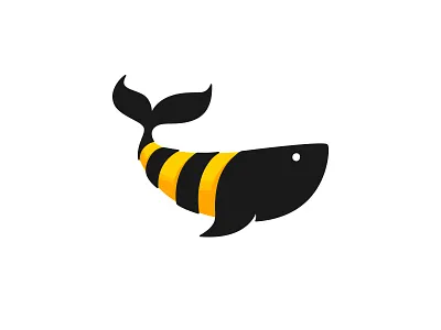 Honey Whale black cajva collection creative honey logo ocean sweet whale yellow
