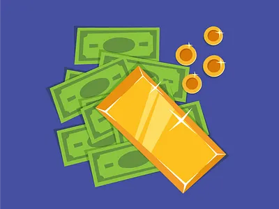 Wealth coins dollars gold golden bar money wealth