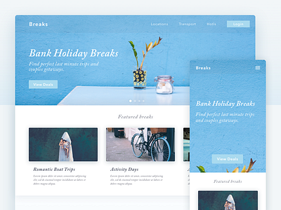 Breaks blue holiday responsive trip ui web