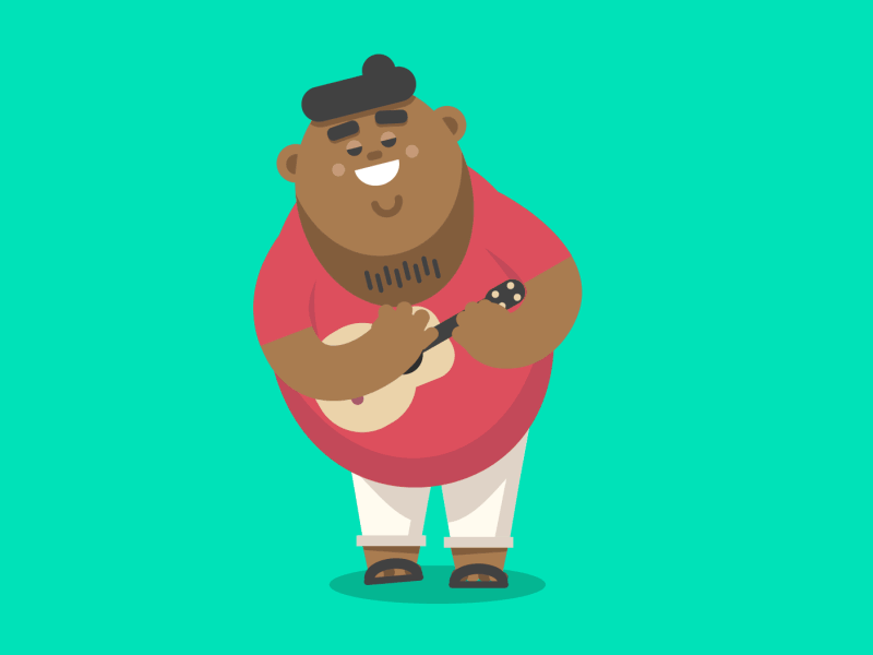 Ukulele guy animation character funny gif guitar illustration loop motion smile song ukulele