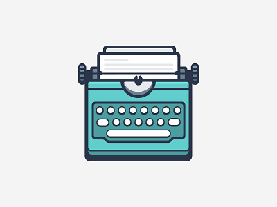 Typewriter flat icon illustration outline stroke teal typewriter vector