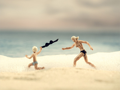 Summertime art beach bra diorama fine art kid macro model building photography sea