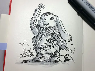 Ninja Bunny bunny cartoon character character design cute drawing illustration ink kidlitart ninja rabbit sketch