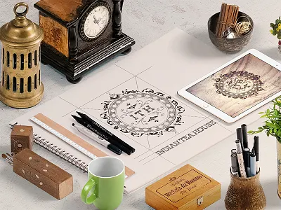 ITH Logo coffee emblem logo indian tea house logo rusty tea vintage