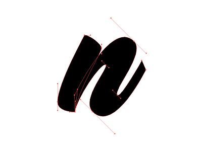 n Bezier brush custom fat flow hand drawn italic script thick type typography