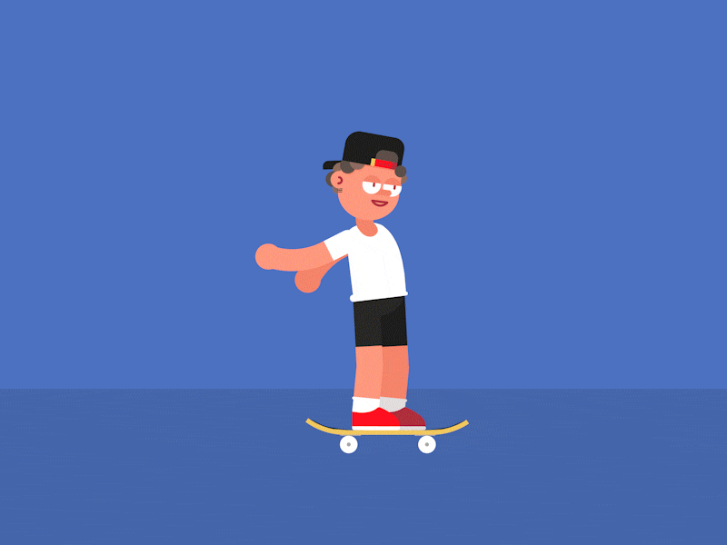 Double Flip 2d animation character flat jump kickflip skate vector